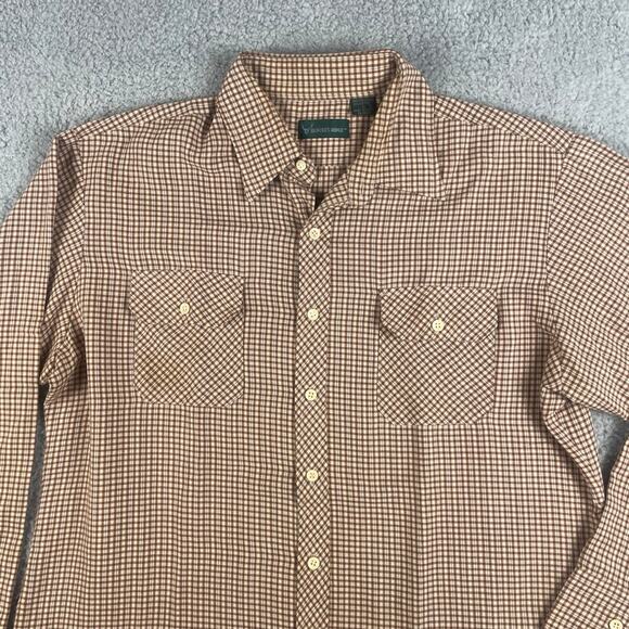 Hunter's Ridge Men's Large Brown Plaid Long Sleeve Button Up Shirt w/ Pockets - Picture 2 of 16
